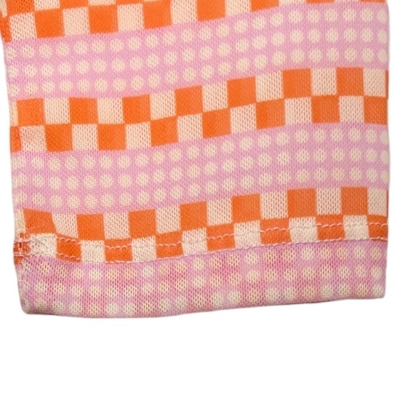 𝅺Anthropologie Maeve Sheer Mesh Turtleneck Top Orange Geometric Print NWT - Picture 8 of 14